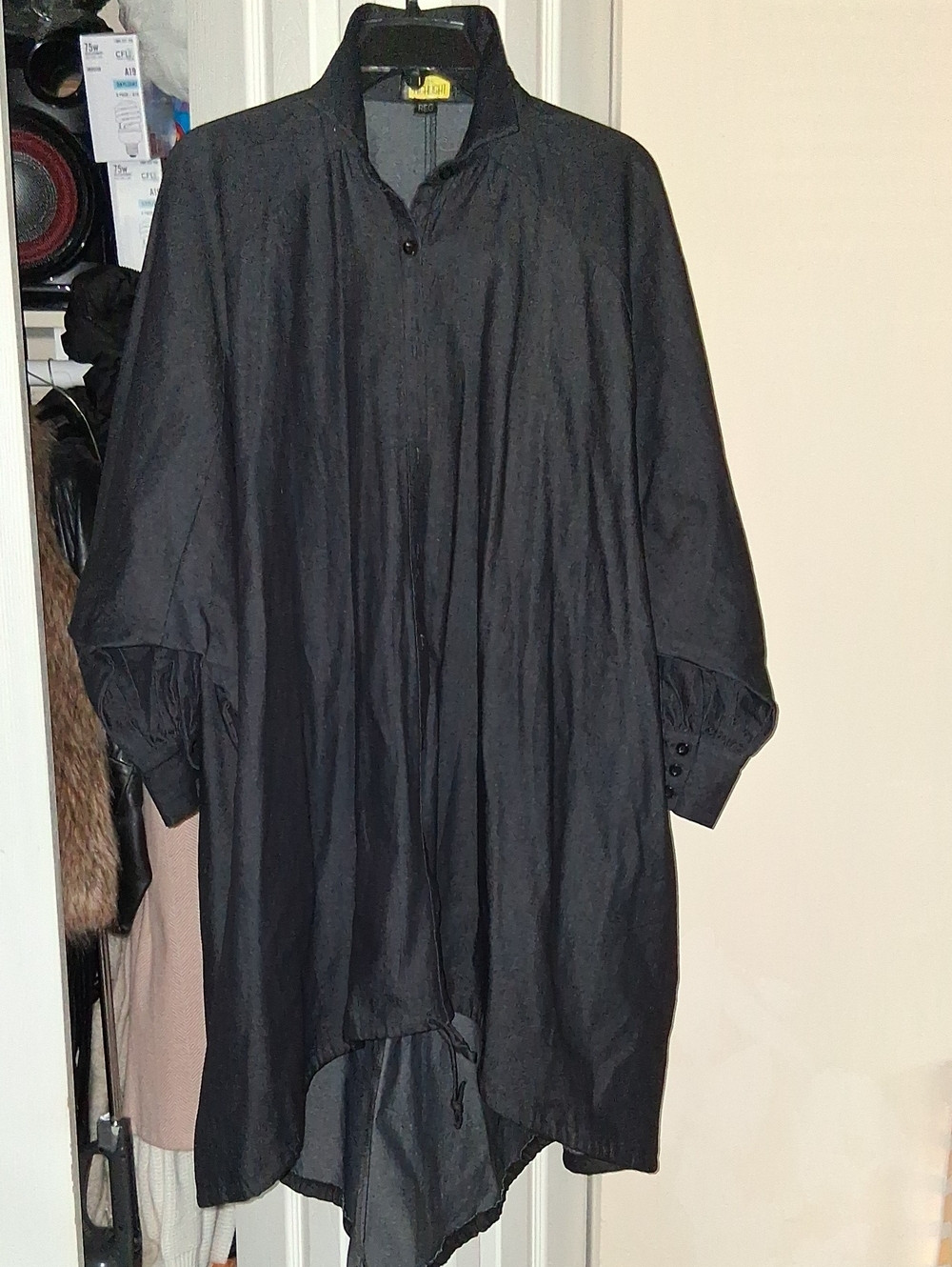TRUE LIGHT Black Asymmetrical Hem Tunic Dress